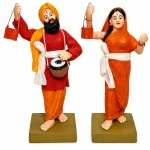 Indian Folk Singer and Wife Couple  Clay Idol  Handcrafted Baul Gayak Gayika Human Figurines