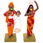 Handmade Snake Charmer Catcher Couple Burnt Clay Idol  Handcrafted Sapera Sapure Human Figurines