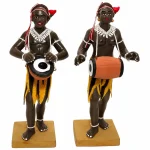 Terracotta Santhal Tribal Drummer Couple Idol  Handcrafted Tribes Folk Musician Human Figurines